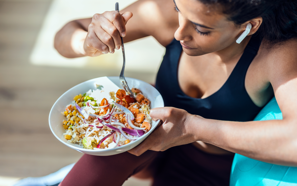 Woman eating healthy food