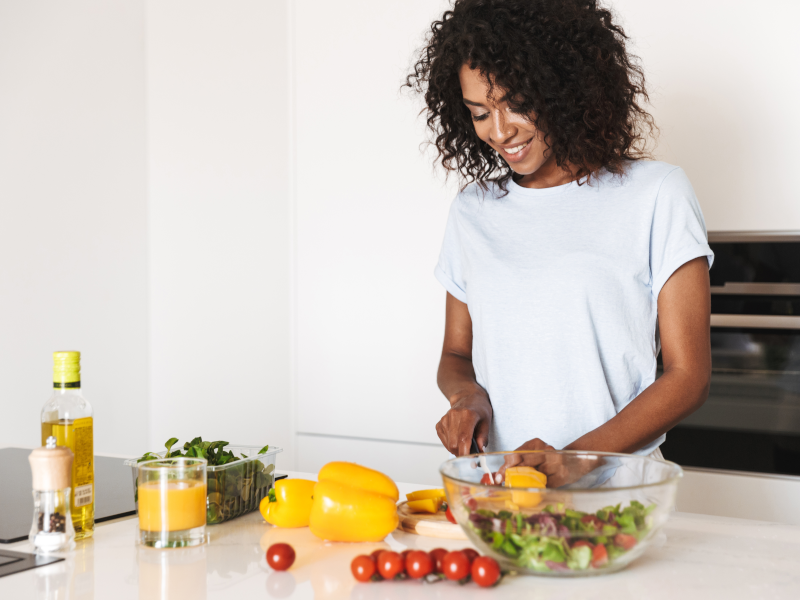 Woman preparing healthy food