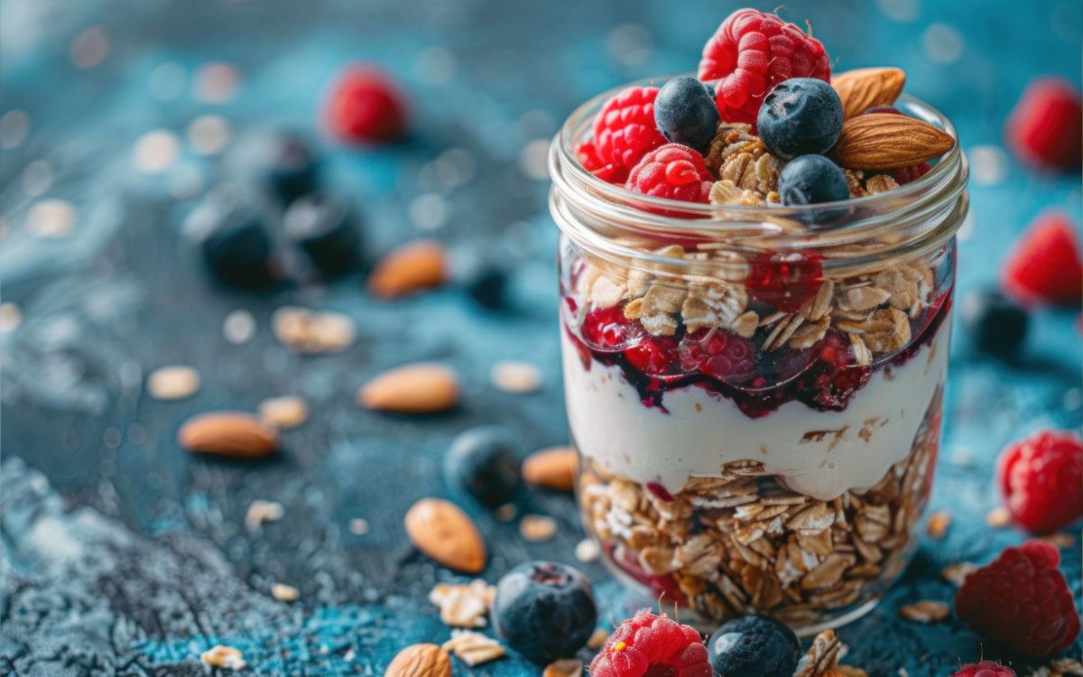 Creamy Almond Butter and Berry overnight oats