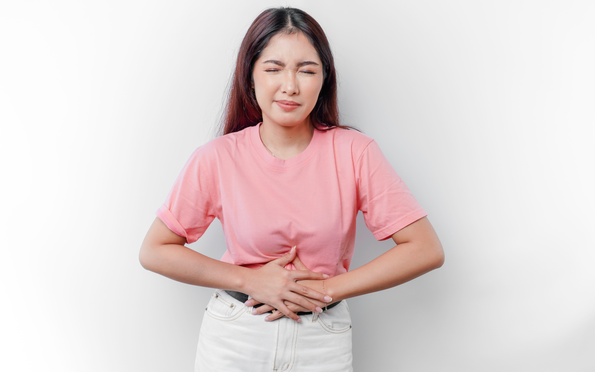 woman with stomach pains