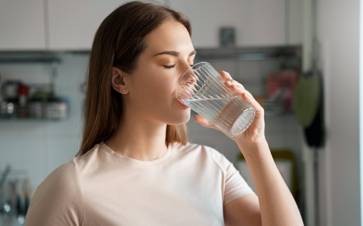 woman drinking water