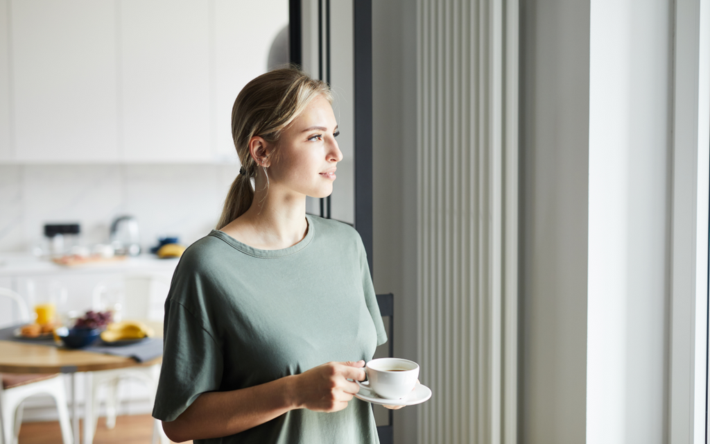 Woman drinking coffee
