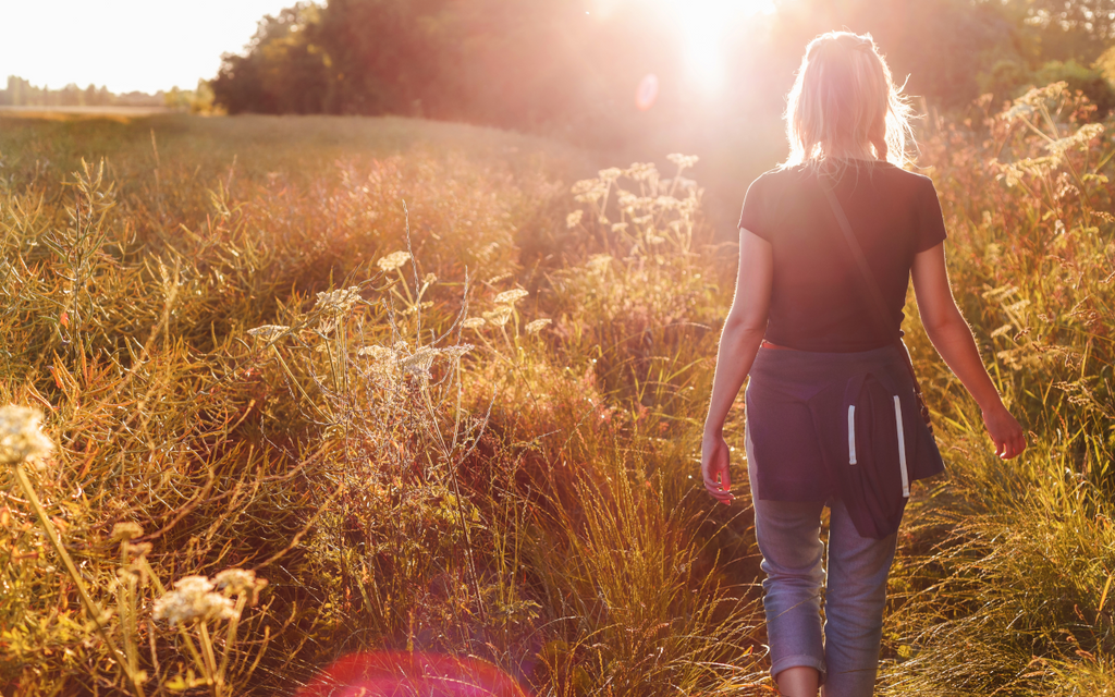 Woman walking outside